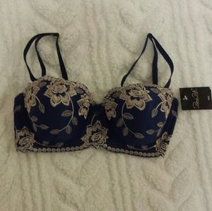 New navy blue embroidered  bra